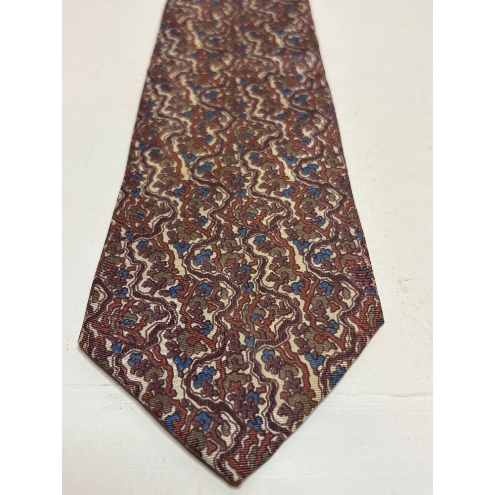 Men's Brown Blue Floral Patterned Men's Brown Blue Floral Patterned Silk Necktie